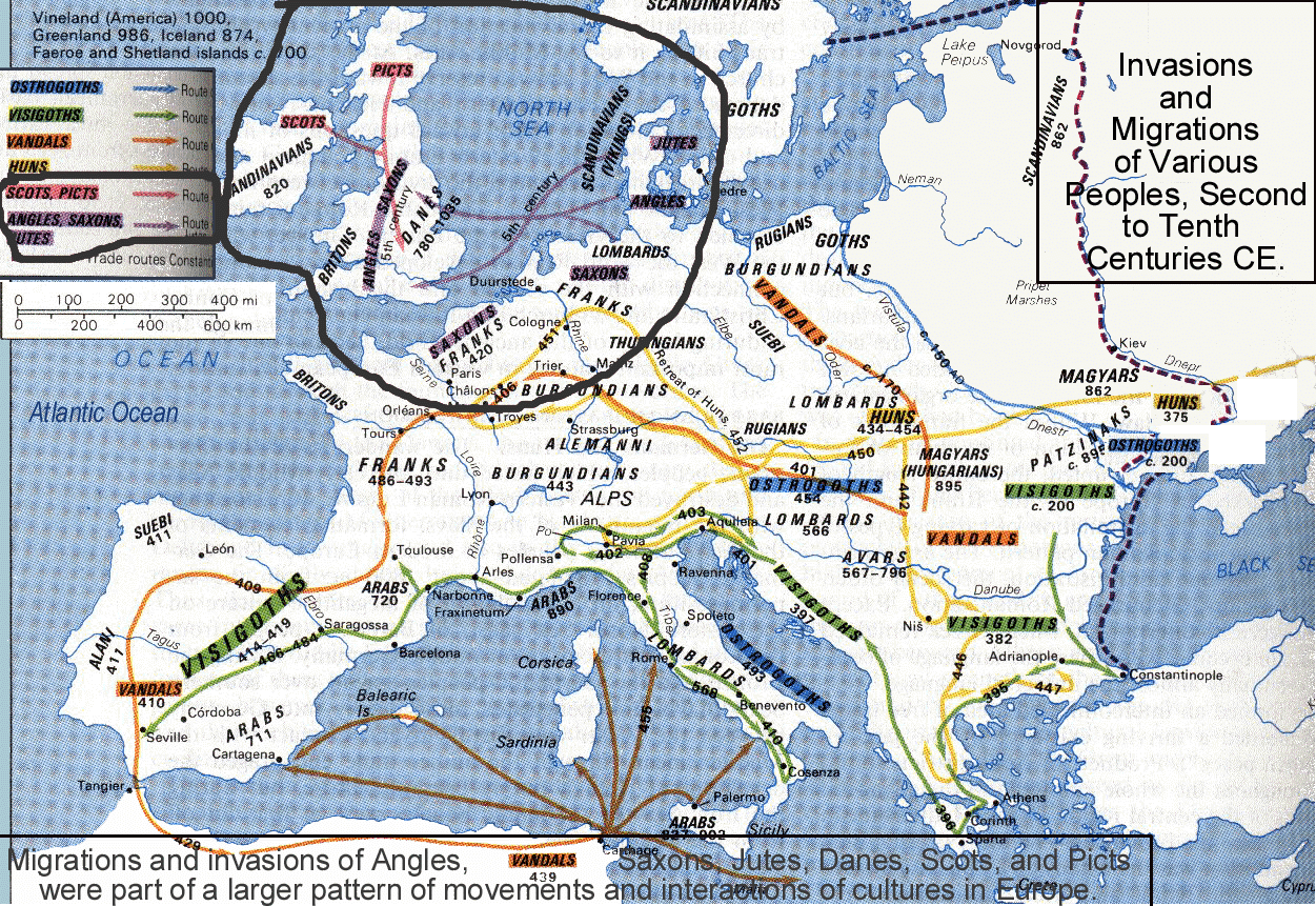 Map showing many European migrations