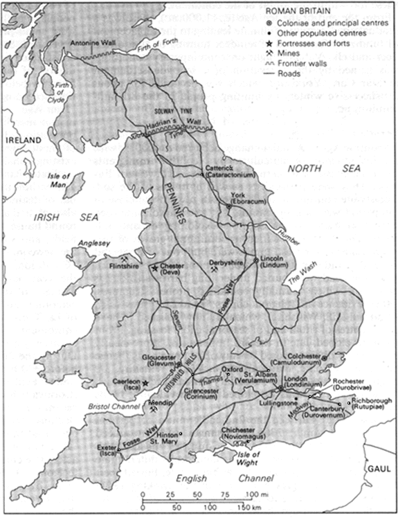 Map of Britain in Roman Times